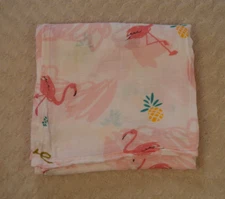 Monarca Flamingo Pineapple Love Baby Swaddle Blanket Muslin Bamboo Pink White