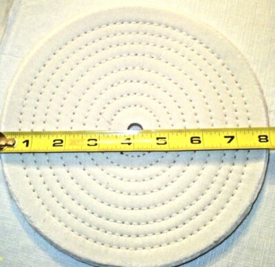 8'' Diameter 1/2'' Thick Full Sewn Cotton Polishing Buffing Wheel 1/2'' Arbor Hole