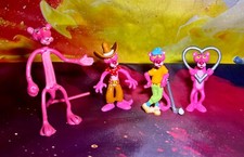 Vintage Pink Panther Figures Lot Cowboy Golf Love 3 UA Pictures 1 Bendable Toys