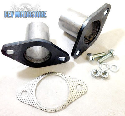 AUSPUFF STAHL FLANSCH ROHR SET 45MM FUGENDICHTUNG DICHTUNG REPARATUR SCHELLE KATBACK