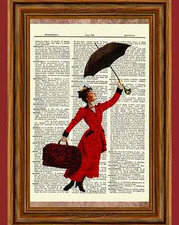 Mary Poppins Dictionary Art Picture Poster Julie Andrews Disney Umbrella Musical