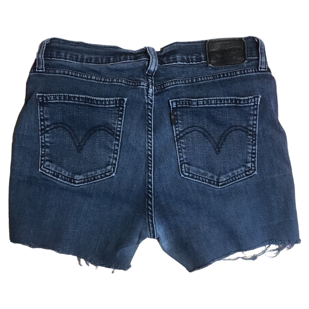 Levis High Rise Denim Cut Off Shorts Womens Tag 30 Faded Blue Raw