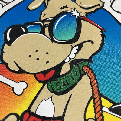 Vintage 1993 Salty Dog Surf Shop Panama City Beach FL White Sz