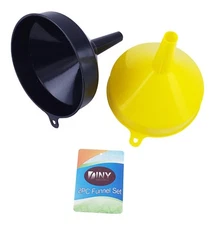 2-Pc Long Nose Funnel Set, 5.5" Diameter, Kitchen, Auto, Cruet, Black & Yellow