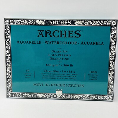 ARCHES - Bloc papier aquarelle - 640g - 10 feuilles - Grain Fin - A