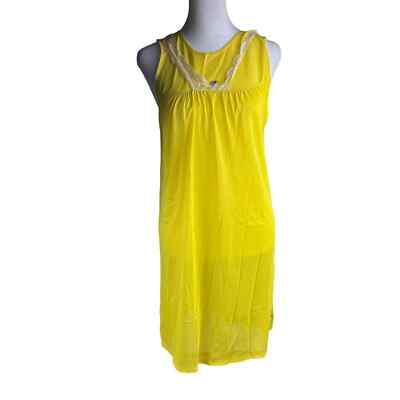 Vintage 70s yellow mesh slip dress size M