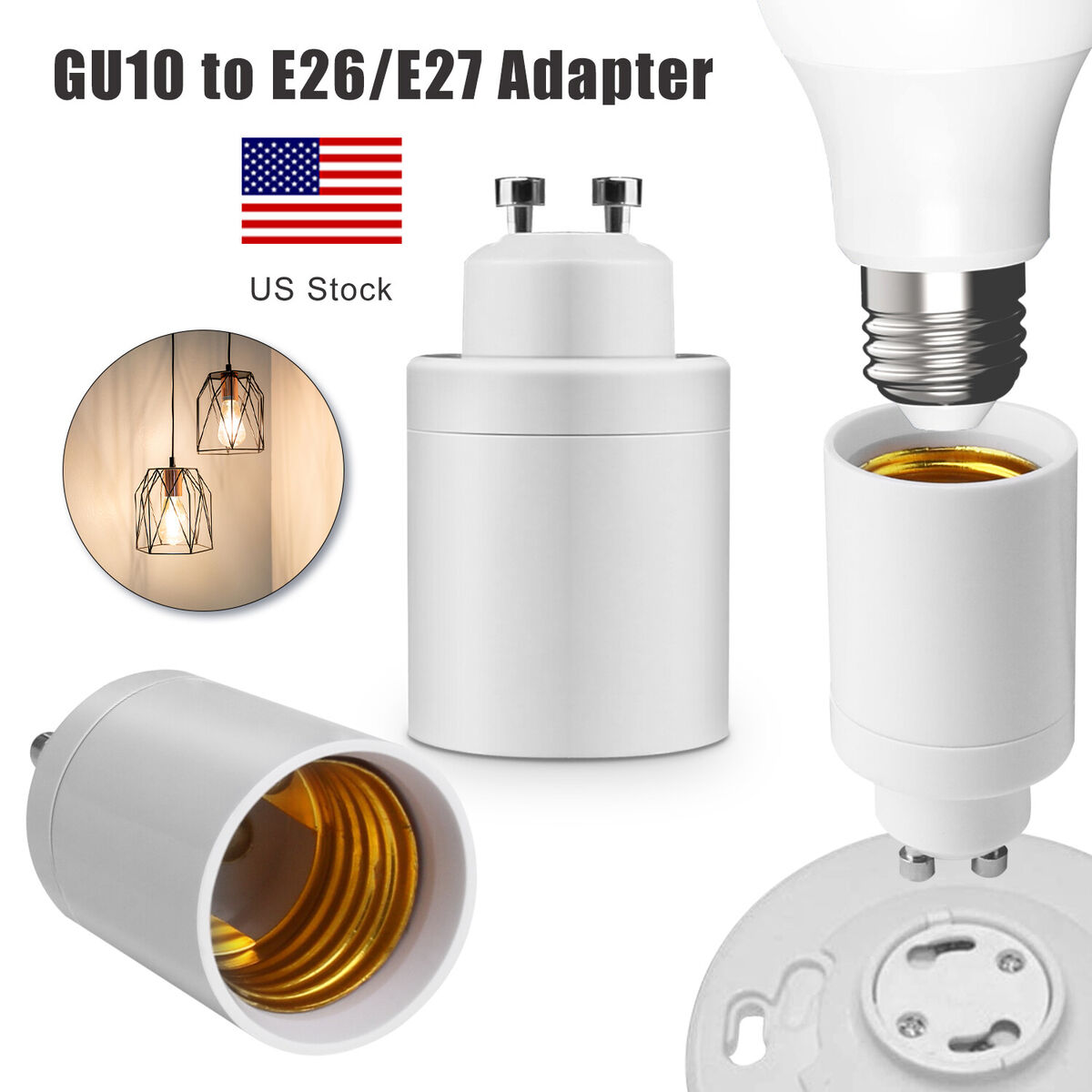 ácido Gastos uvas Socket Light GU10 to E27/E26 Bulb Base Adapter Lamp Standard Socket  Converter US | eBay