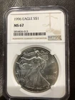 1996 Silver Eagle NGC MS 67  Only 1285 In This Grade! 3,603,386 Minted