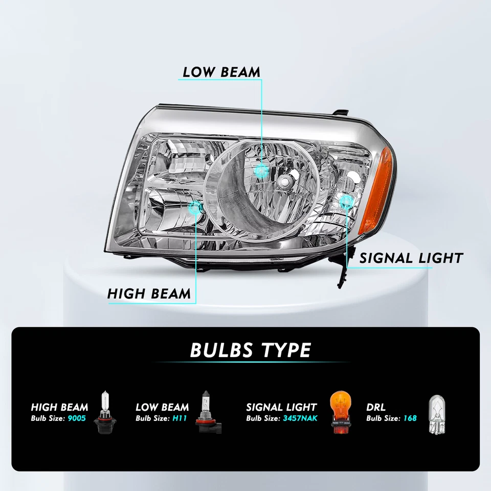 Faros esquineros ámbar cromados L+R para Honda Pilot 2009 2010 2011 4 puertas Foto 2 de 4