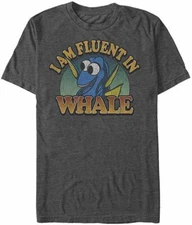 Disney Finding Dory I Am Fluent in Whale Charcoal Heather Men's T-Shirt New