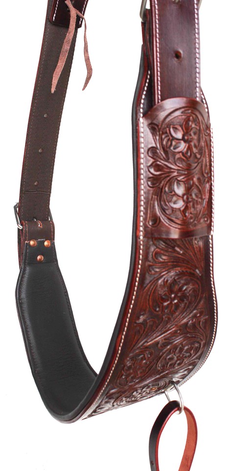 Sangle De Selle Western En Cuir Matelassé - Flanc Arrière - Billets - Fabriqué Inde