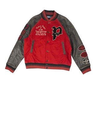 Ralph Lauren Thompson New York Bulldog Football Leather Varsity College Jacket