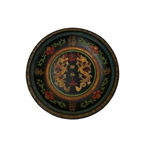 Chinese Round Shape Double Dragons Collectible Ink Pad Display Art JK277