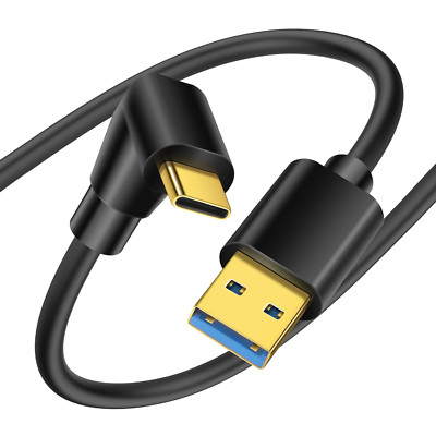 90 Degree USB C Cable USB 3.0 A to USB C Up & Down Angle Fast Charge Cord Com...