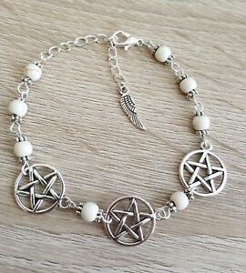 pentagram bracelet pentacle bracelet Silver Pagan Charm Bracelet gothic bracelet