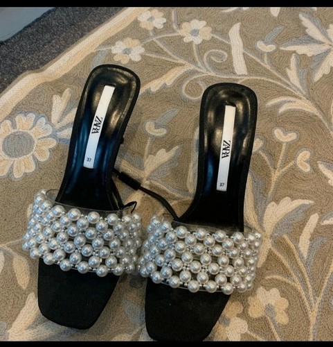 zara pearl sandals