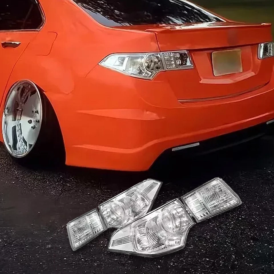 4pc Crystal Clear Lens Brake Tail Light Turn Signal Cover For TSX CU2/CW2 09-14 - Image 4 of 4