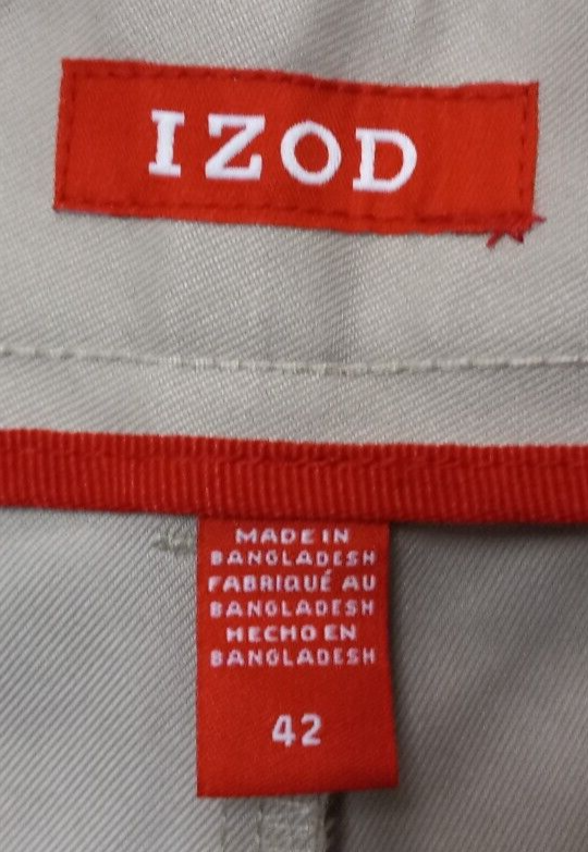 Izod Saltwater Shorts Mens Khaki Tan Chino Flat Front Cotton Size 42 eBay