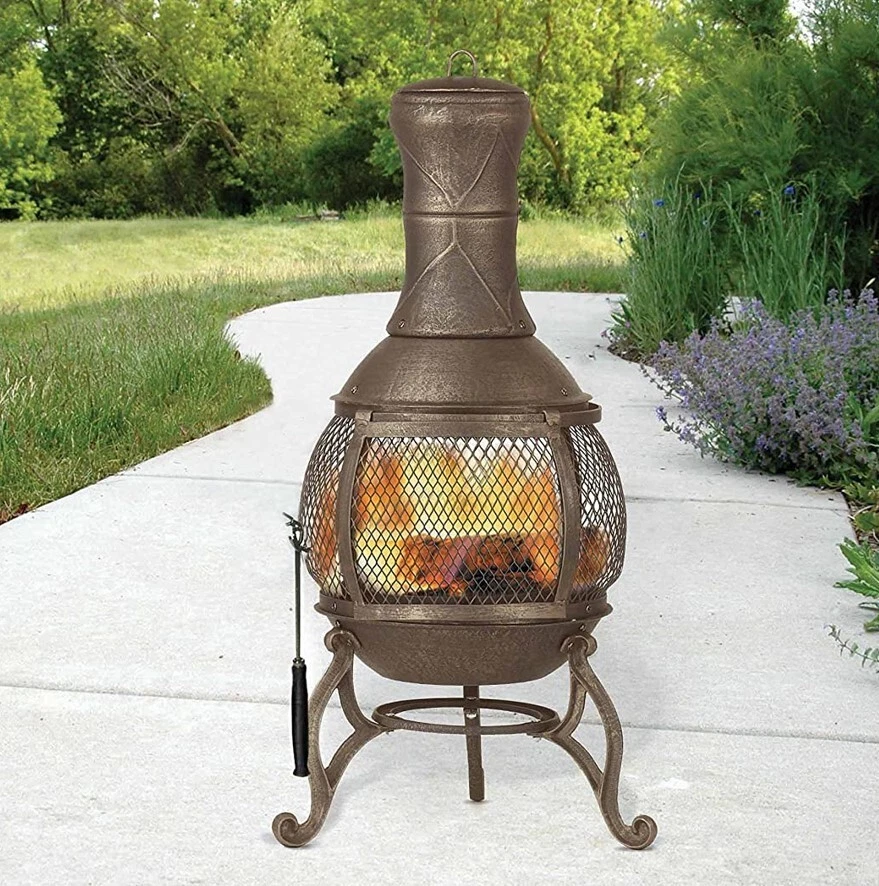 Outdoor Steel Chiminea Wood Burning Fire Pit Backyard Patio Fireplace  Heater 36u0026#034; | eBay