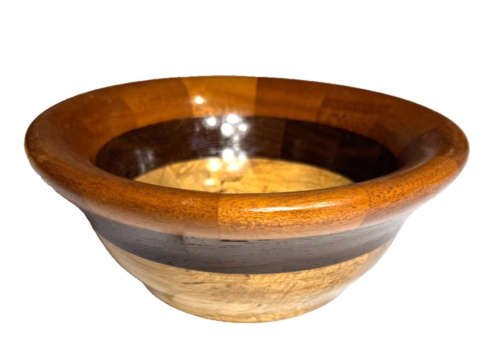 Деревянная чаша ручной работы из черного ореха красного дерева спальтовый клен 10 дюймов с подписью художника - Изображение 2 из 4