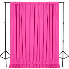 2 Panels 10x10 FT Fuchsia Backdrop Curtains, 5ft x 10ft each, Rod Pockets
