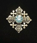 Antique Solid Silver Blue Stone Set Jerusalem Jordan Cross Pendant Brooch 3.8cm — photo 4