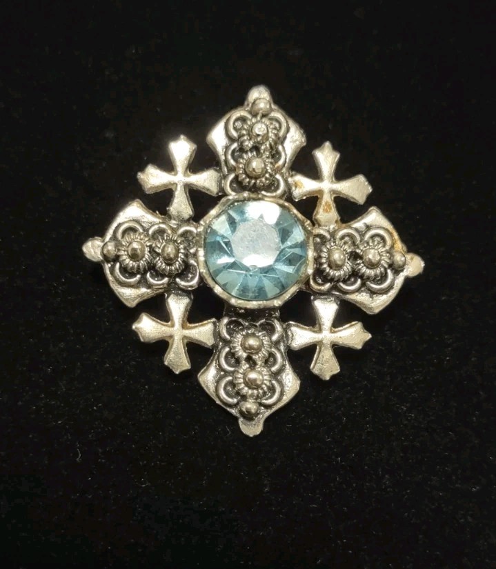 Antique Solid Silver Blue Stone Set Jerusalem Jor… - image 4