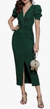 SHEIN MODELY Hunter Green V-neck Maxi Dress Size Medium