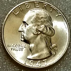 🟅 BU 1947-S 90% Silver Wash. Quarter 25¢ - 79-Year-Old Coin FREE SHPG