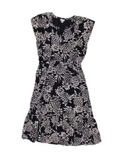 J. CREW Womens Sleeveless Basic Dress US 6 Medium Navy Blue Floral Cotton CC63
