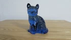Vintage Fenton Blue Sitting Cat Solid Glass Figurine 3.75”