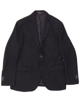 Massimo Dutti Mens 2 Button Blazer Jacket EU 48 Medium Navy Blue Wool DQ10
