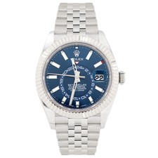 Rolex Sky-Dweller Stainless Steel Blue Dial Fluted Jubilee 42mm 326934 Full Set
