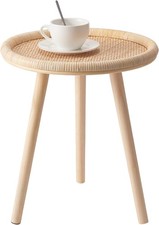 Small Side Table, Rattan Round Coffee Table, Boho Circle Side Tables End