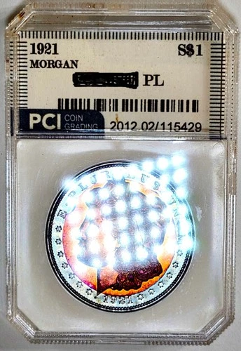 1921  Gem BU PL Proof-like Morgan Dollar Rainbow Toned Super Scarce PL