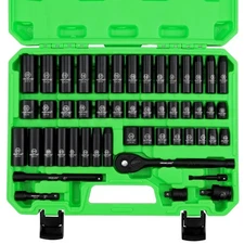 3/8'' Drive Impact Socket Set, 50-Piece Standard SAE (5/16 to 3/4 inch) and M...