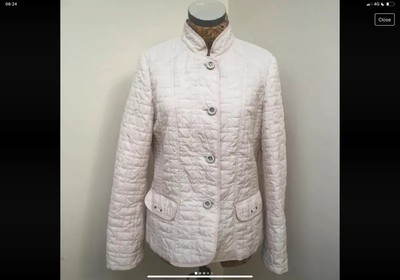 Gerry Weber Jacke gesteppt 36 UK 10 elfenbein creme süße Knöpfe kurz mittellang