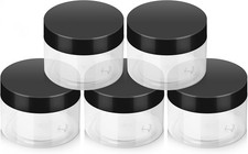 4 oz Plastic Jars Container with Lids, 5 Pack BPA Refillable Cosmetic Jars with