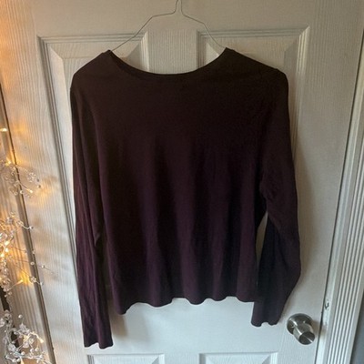 Old Navy Women s Plus 2X Solid Purple Round Neck Long Sleeve Pullover Top