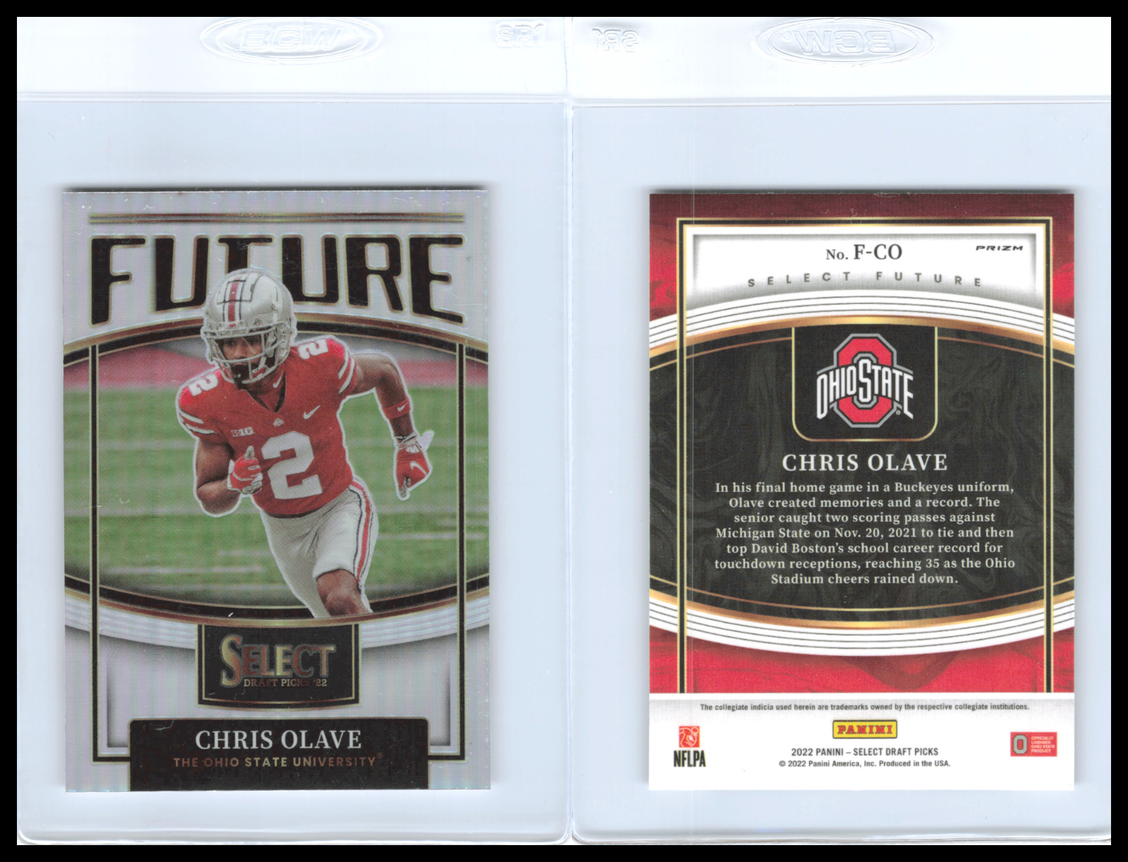 Chris Olave 2022 Select Draft #F-CO RC Future Silver Prizm Rookie Ohio State