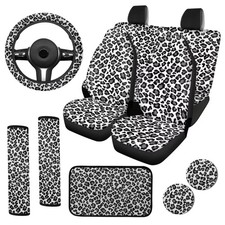 Cheetah Print Car Seat Covers 10 Pcs Set With Steering Wheel Cover Center Co... Cheetah Print Car Seat Covers 10 Pcs Set With Steering Wheel Cover Center Co...