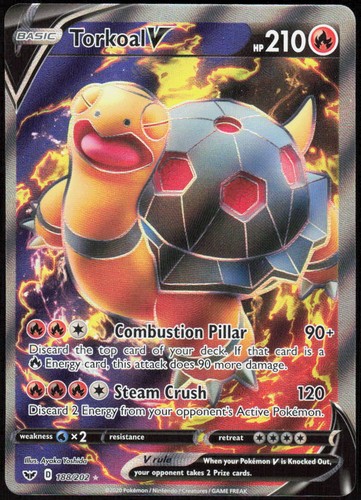 Torkoal V (Full Art) 188/202 Holofoil UR SWSH01: Sword & Shield Ba... NM Pokemon