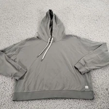 Vuori Sweater Womens XL Green Hoodie Drawstring Pullover Cropped Cotton Blend