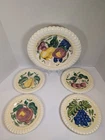 Vintage Red Wing Pottery Hand-Painted Fruit Scalloped Edge Bowl 12” and Plates