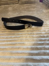 Vintage Pierre Cardin Black Leather Belt with Gold-tone Buckle and Initial