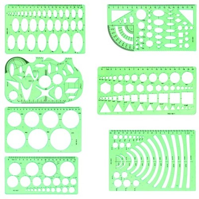 SenseYo 7 Pack Drawings Templates Stencil, Circle Template for 7 pcs, Green 