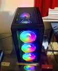 Black PC Tower Case w/ Tempered Glass Side Panel, Front USB & Audio Ports — photo 1