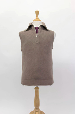 NWT$1650 Brunello Cucinelli Men's Sleeveless Ribbed 1/2 Zip Sweater 50/40US A258