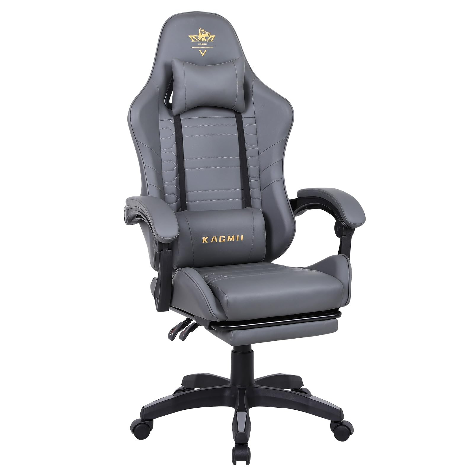 Gaming Chair with Footrest & Massage Lumbar Support, Computer Ergonomic Gamer...-image