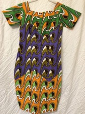 African Wax Print Dress. Handmade. Beautiful Colors With Zip Back. Size Medium.